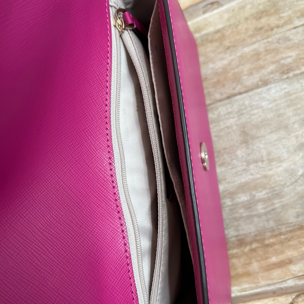 Kate Spade Sadie Envelope Crossbody Purse in Candied Plum Pink Leather - Picture 12 of 16